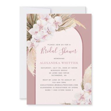 Modern Pampas Floral Tropical Bridal Shower Invitations