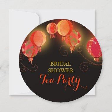 Modern Paper Lanterns Bridal Shower Tea Party Invitations