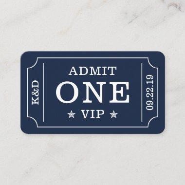 Modern Party Admission Ticket - Navy & White Enclosure Invitations