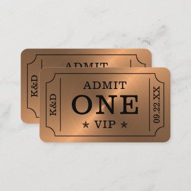 Modern Party Admission Ticket - Rose Gold Enclosure Invitations