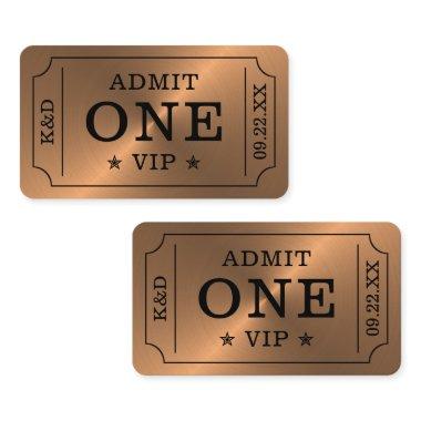 Modern Party Admission Ticket - Rose Gold Enclosure Invitations