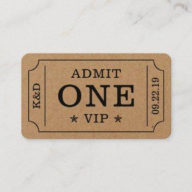 Modern Party Admission Ticket - Rustic Kraft Enclosure Invitations