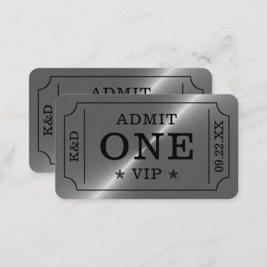 Modern Party Admission Ticket - Silver Enclosure Invitations