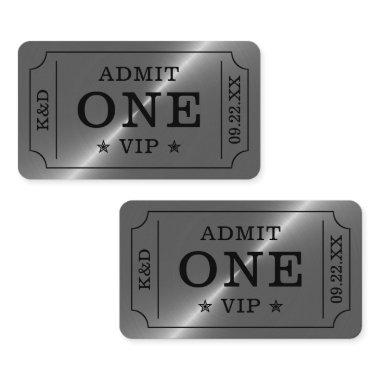 Modern Party Admission Ticket - Silver Enclosure Invitations