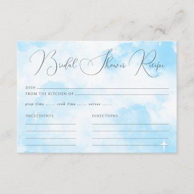Modern Pastel Blue Cloud Nine Bridal Shower Recipe Enclosure Invitations