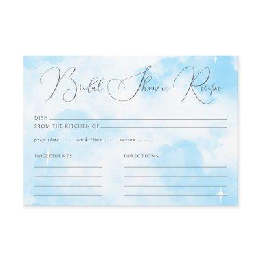 Modern Pastel Blue Cloud Nine Bridal Shower Recipe Enclosure Invitations