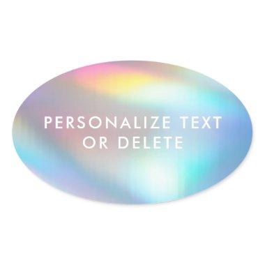 Modern Pastel Rainbow Mermaid Unicorn Holographic Oval Sticker