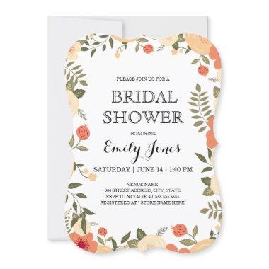 Modern Peach Floral  Invite