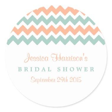 Modern Peach & Mint Chevron  Stickers