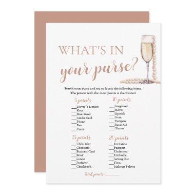 Modern Pearls & Prosecco What's In Your Purse Game Invitations