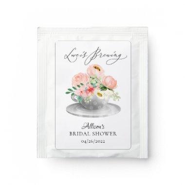 Modern Peony Floral Bridal Shower Tea Bag Drink Mix