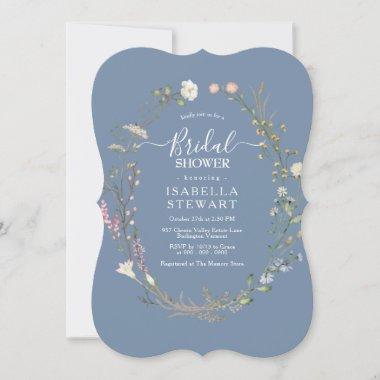 Modern Periwinkle Wildflower Elegant Bridal Shower Invitations