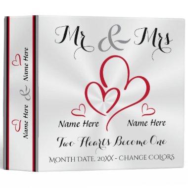 Modern Personalized Mr and Mrs Wedding Photo Album 3 Ring Binder