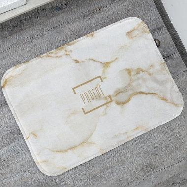 Modern Personalized Name Gold Effect Marble Bath Mat