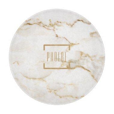 Modern Personalized Name Gold Effect Marble Cutting Board