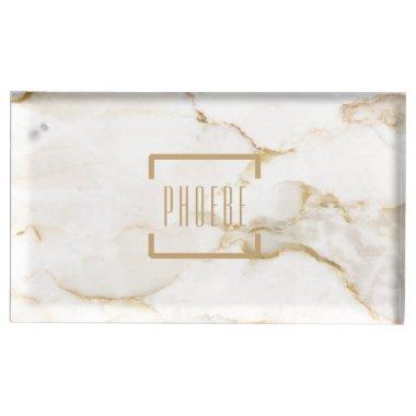 Modern Personalized Name Gold Effect Marble Place Invitations Holder