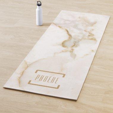Modern Personalized Name Gold Effect Marble Yoga Mat