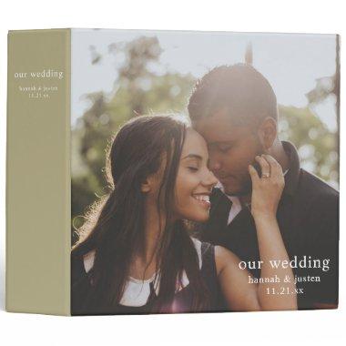 Modern Photo Green Simple Wedding Planner 3 Ring Binder