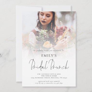 Modern Photo Overlay Script Bridal Brunch Invitations