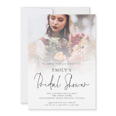 Modern Photo Overlay Script Bridal Shower Invitations