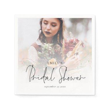 Modern Photo Overlay Script Bridal Shower Napkins