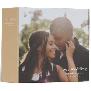 Modern Photo Tan Simple Wedding Planner 3 Ring Binder