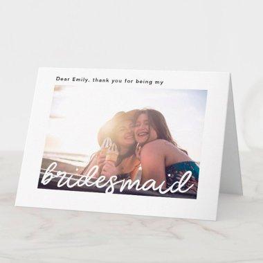 Modern Photo to Bridesmaid on Wedding Day Thank You Invitations