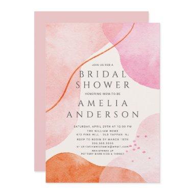 Modern Pink Abstract Shapes Bridal Shower Invitations