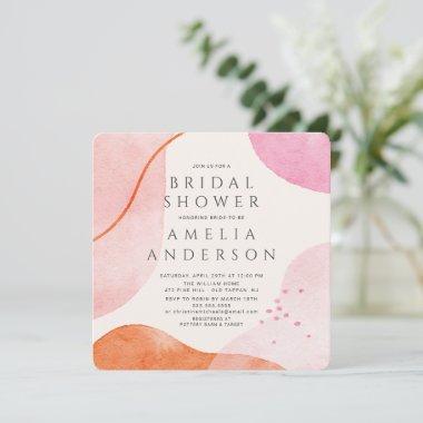 Modern Pink Abstract Shapes Bridal Shower Invitations