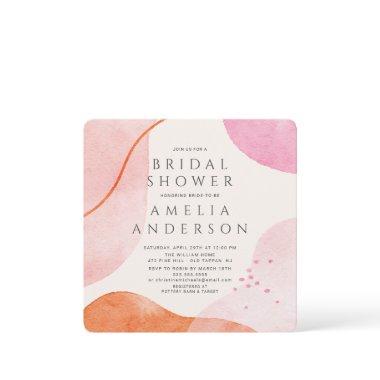 Modern Pink Abstract Shapes Bridal Shower Invitations