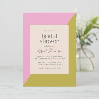 Modern Pink and Green Geometric Bridal Shower Invitations
