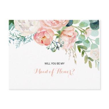 Modern Pink Blush Tropical Floral Maid of Honor Invitation PostInvitations