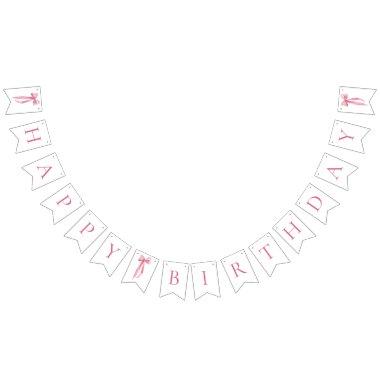 Modern Pink Bow Happy Birthday Bunting Banner