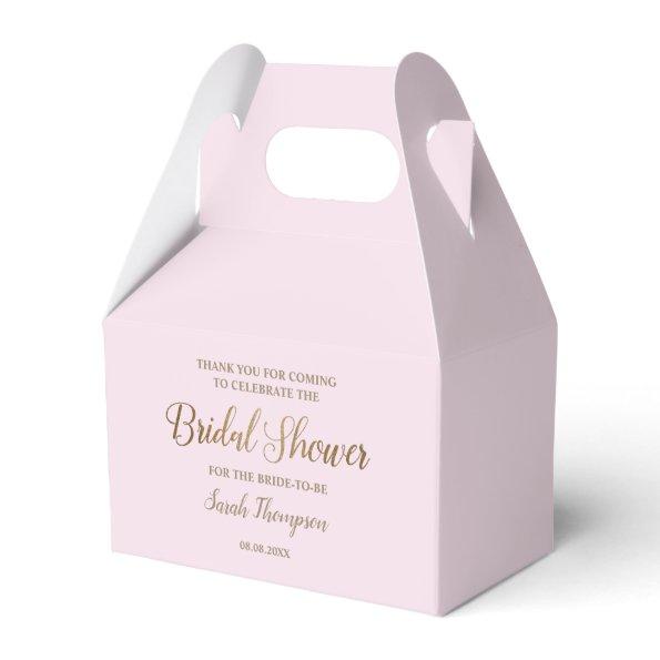 Modern Pink Chic Bridal Shower Gold Script Custom Favor Box