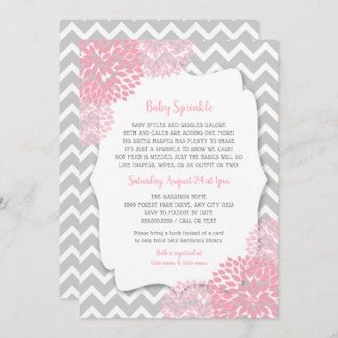 Modern Pink Dahlia Baby sprinkle invites