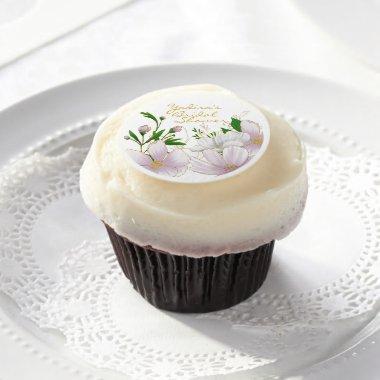 Modern Pink Floral  Cupcake Topper Edible Frosting Rounds