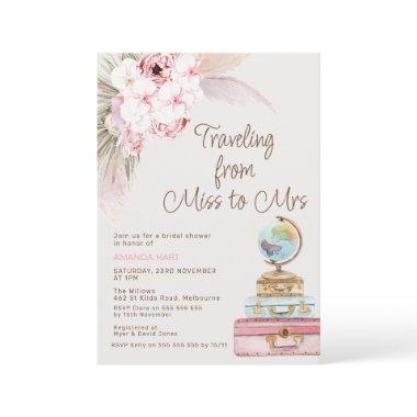 Modern Pink Floral Bridal Shower Miss to Mrs Invitations