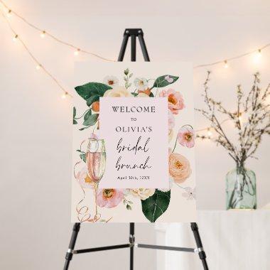 Modern Pink Floral Champagne Bridal Brunch Welcome Foam Board