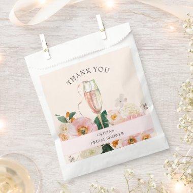 Modern Pink Floral Champagne  Favor Bag