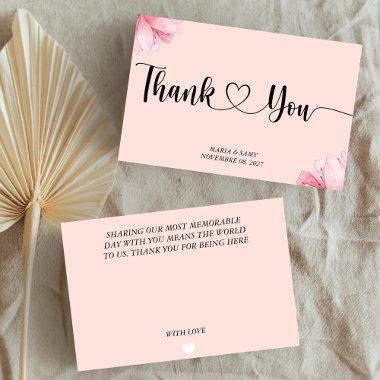 Modern Pink Floral Romance Thank You Invitations