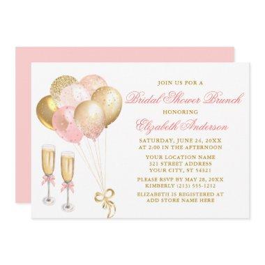 Modern Pink Gold Balloons Bridal Shower Brunch Invitations