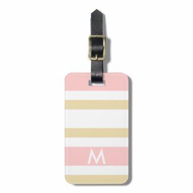 Modern Pink Gold Stripes Personalized Luggage Tag