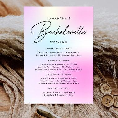 Modern Pink Gradient Bachelorette Weekend Itenary Invitations