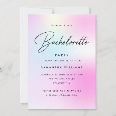 Modern Pink Gradient Minimalist Bachelorette Party Invitations