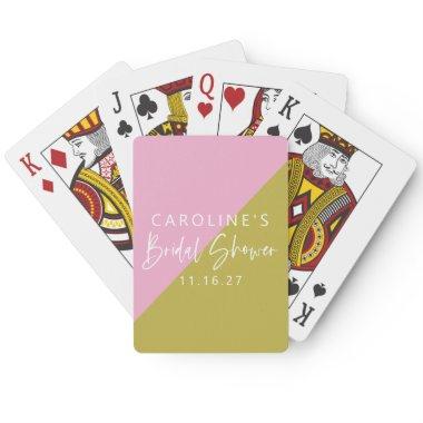 Modern Pink Green Color Block Custom  Poker
