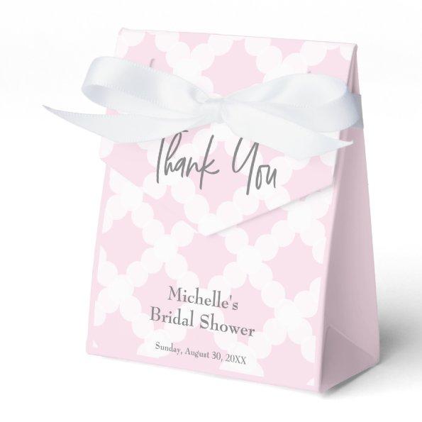 Modern pink grey white thank you bridal shower favor box