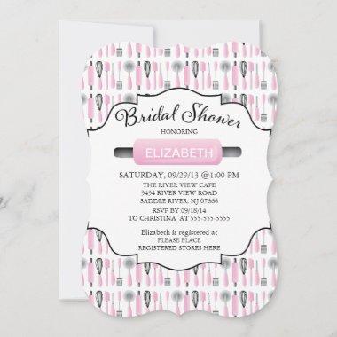 Modern Pink Kitchen Bridal Shower Invitations