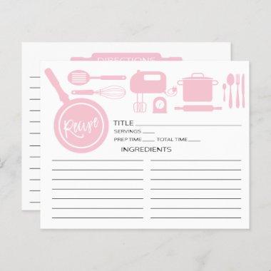 Modern Pink Kitchen Utensils Recipe Invitations