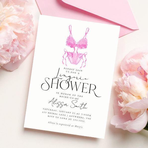 Modern Pink Lingerie Bridal Shower Invitations