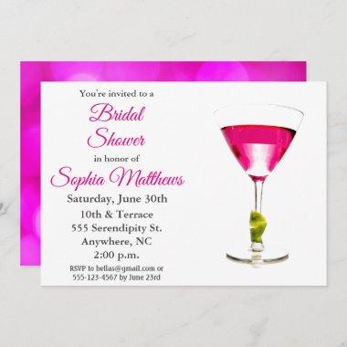 Modern Pink Martini Wedding Bridal Shower Invitations